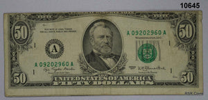 1977 $50 FEDERAL RESERVE NOTE OFF CENTER PRINTED #10645