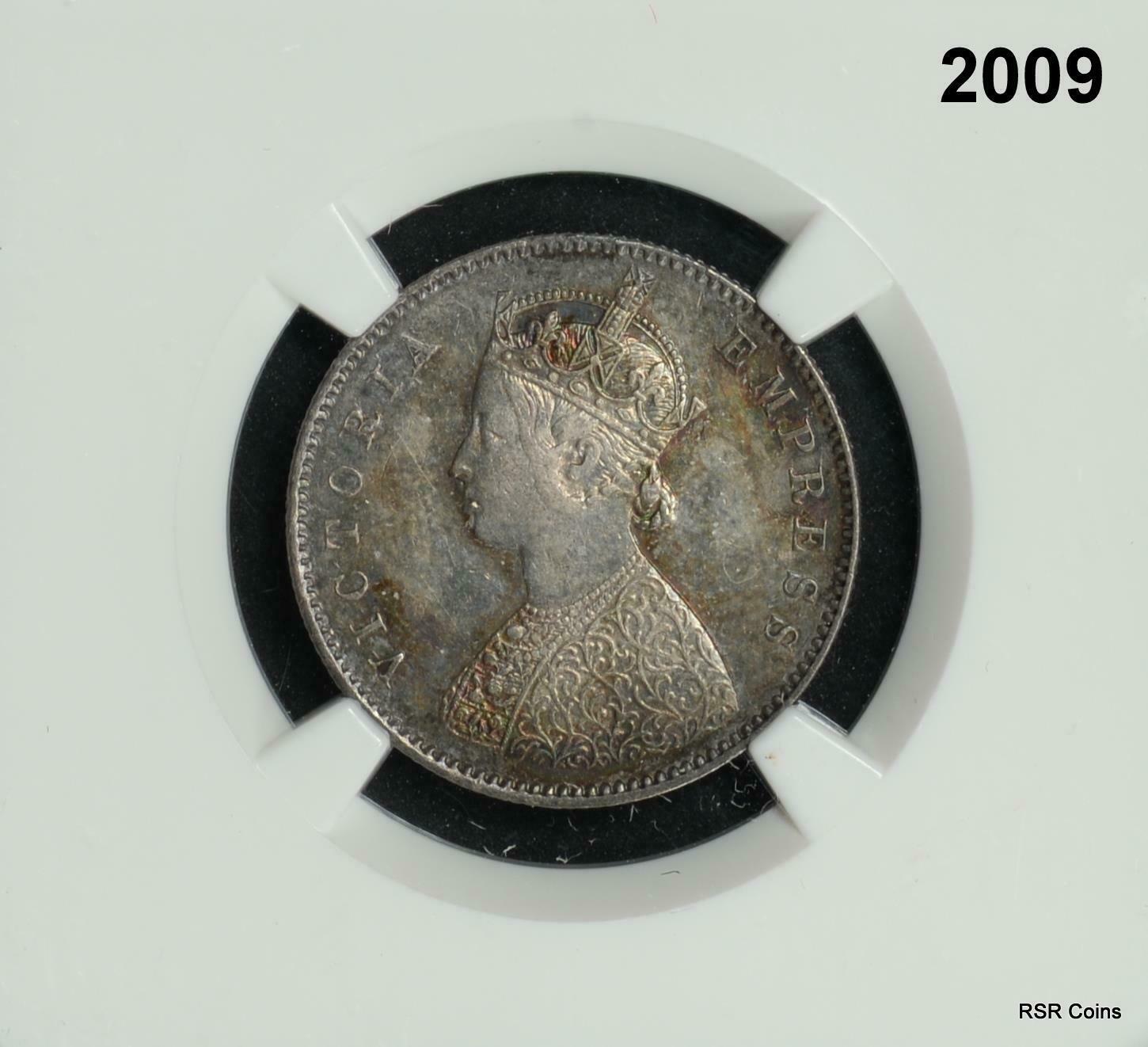 1899C INDIA 1/2 RUPEE  NGC CERTIFIED XF 45  # 2009