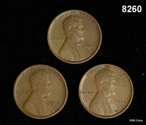 LINCOLN CENTS: 17S XF, 19S AU, 09 UDB XF+ #8260