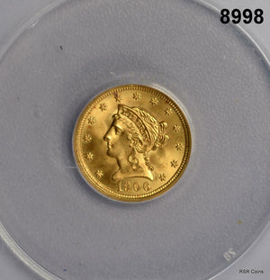 1906 GOLD $2.50 LIBERTY ANACS CERTIFIED MS65 FLASHY GEM! #8998