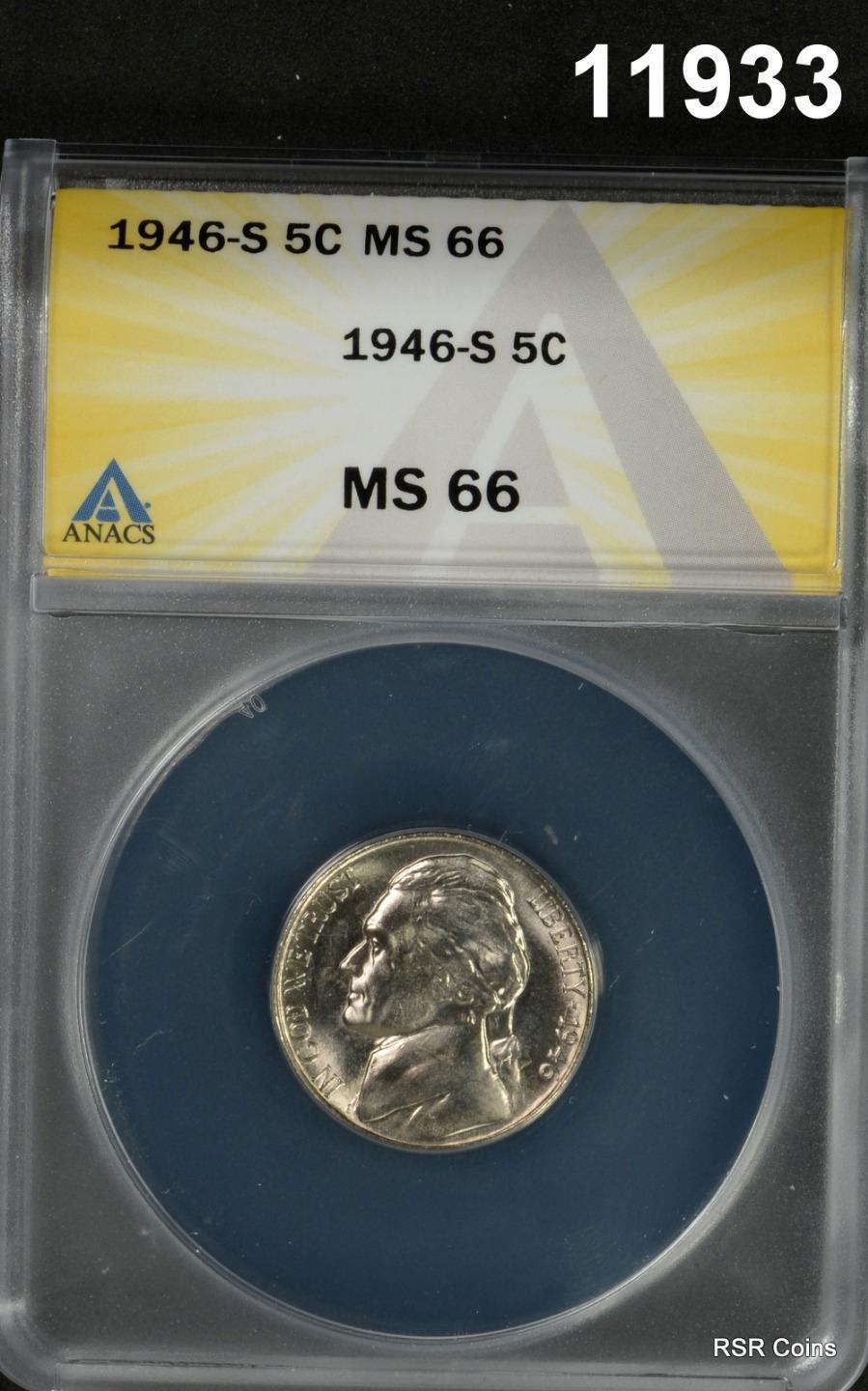 1946 S JEFFERSON NICKEL PL SURFACES ANACS CERTIFIED MS66 FLASHY! #11933