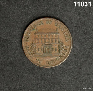 1842 BANK OF MONTREAL HALF PENNY TOKEN AU! #11031
