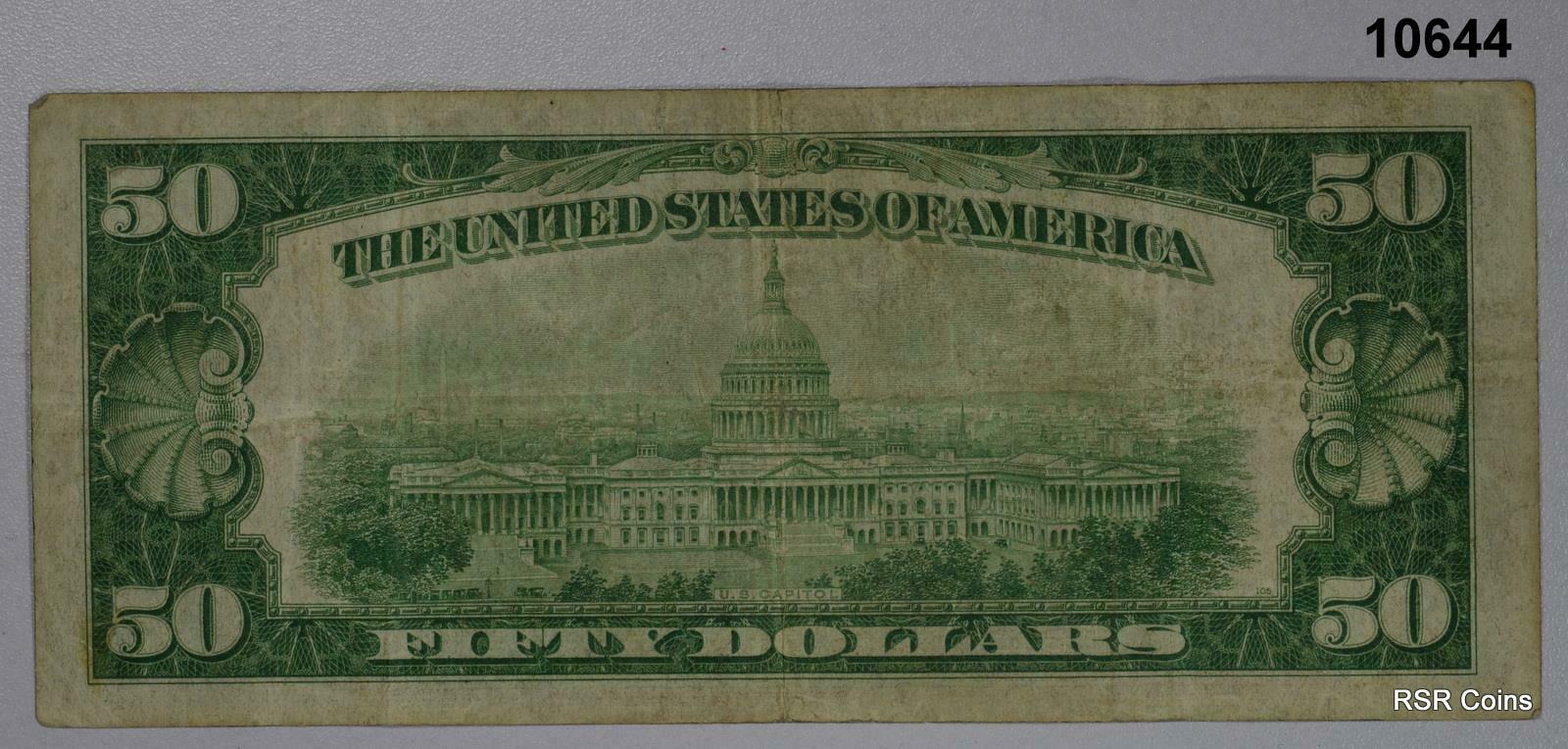 1934 $50 FEDERAL RESERVE NOTE NEW YORK #10644