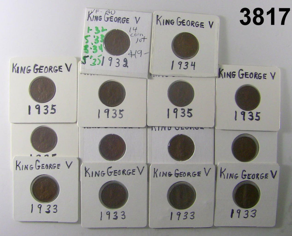 1932-1935 14 COIN LOT KING GEORGE V VF-AU #3817