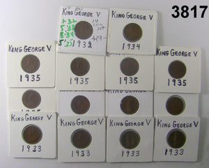 1932-1935 14 COIN LOT KING GEORGE V VF-AU #3817