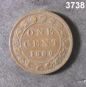 1886 CANADA ONE CENT VF+! #3738