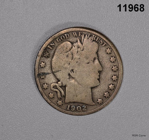 1902 S BARBER HALF VG #11968