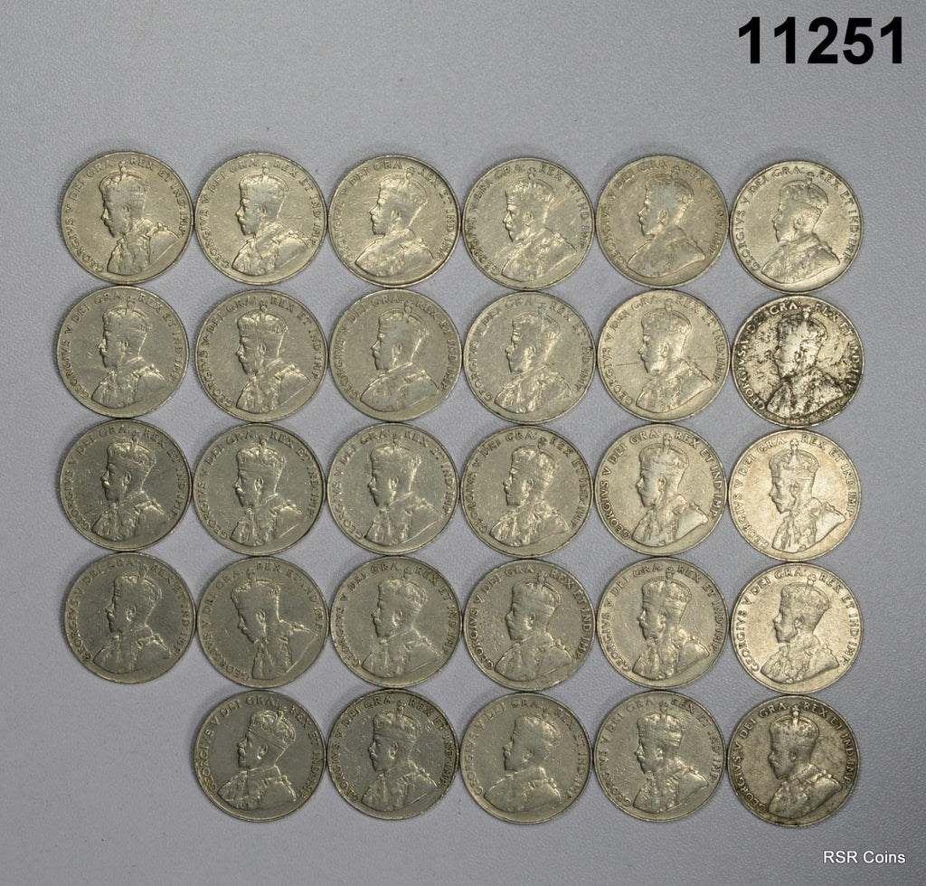 1922-36 KING GEORGE V CANADIAN NICKEL LOT OF 29 CIRCULATED COINS! #11251