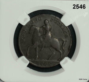 1792 NGC CERTIFIED VF 30 BN G.BRITAIN D&H-231 1/2 P WARWICKSHIRE COVENTRY! #2546
