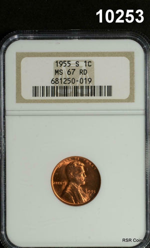 1955 S LINCOLN CENT NGC CERTIFIED MS67 RD FULL RED GEM! #10253