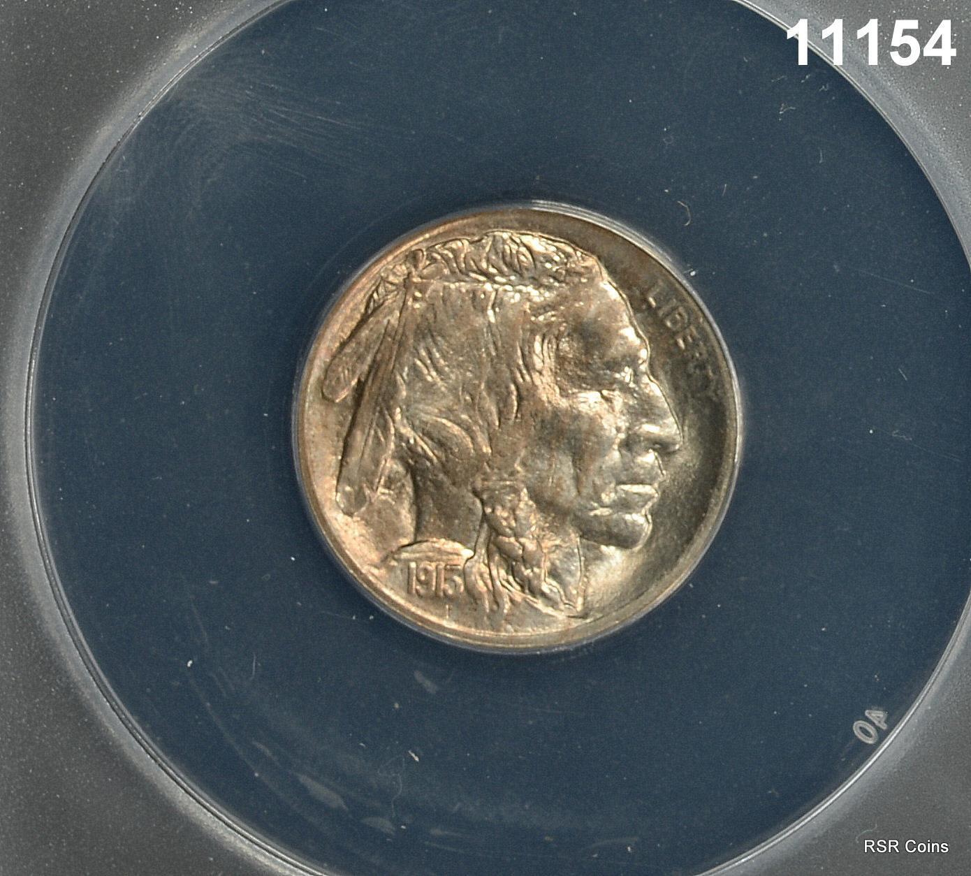 1913 TYPE 2 BUFFALO NICKEL ANACS CERTIFIED MS63 GOLDEN COLORS WOW! #11154