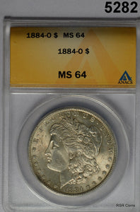 1884 O MORGAN SILVER DOLLAR ANACS CERTIFIED MS64 ORIGINAL FROSTY! COLORS!  #5282