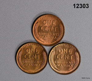 1938 P-D-S 3 COIN BU SET LINCOLN CENTS #12303
