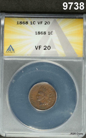 1868 INDIAN CENT ANACS CERTIFIED VF20 #9738