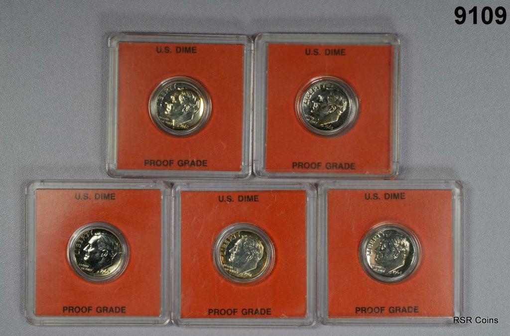 11 COIN PROOF 90% SILVER: 1960-64 DIMES AND QUARTERS PLUS HALF! IN HOLDERS #9109