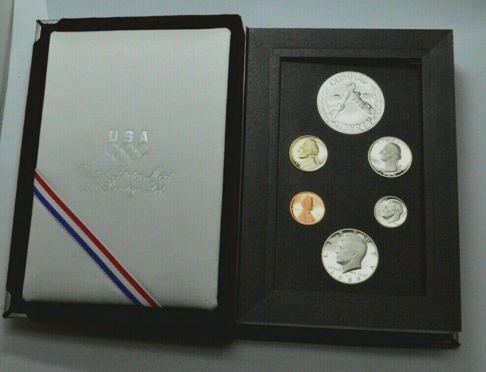 1988 S Olympic DOLLAR Prestige Proof Coin Set United States Mint Box & COA #7307