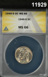 1946 S JEFFERSON NICKEL PL SURFACES ANACS CERTIFIED MS66 FLASHY! #11929