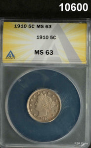 1910 LIBERTY NICKEL ANACS CERTIFIED MS63 SATIN!! #10600