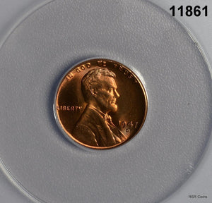1947 D LINCOLN CENT ANACS CERTIFIED MS66 RD! FINE RED! #11861