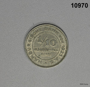 1923 GERMANY HAMBURGISCHE BANK 1/10 MARKE #10970