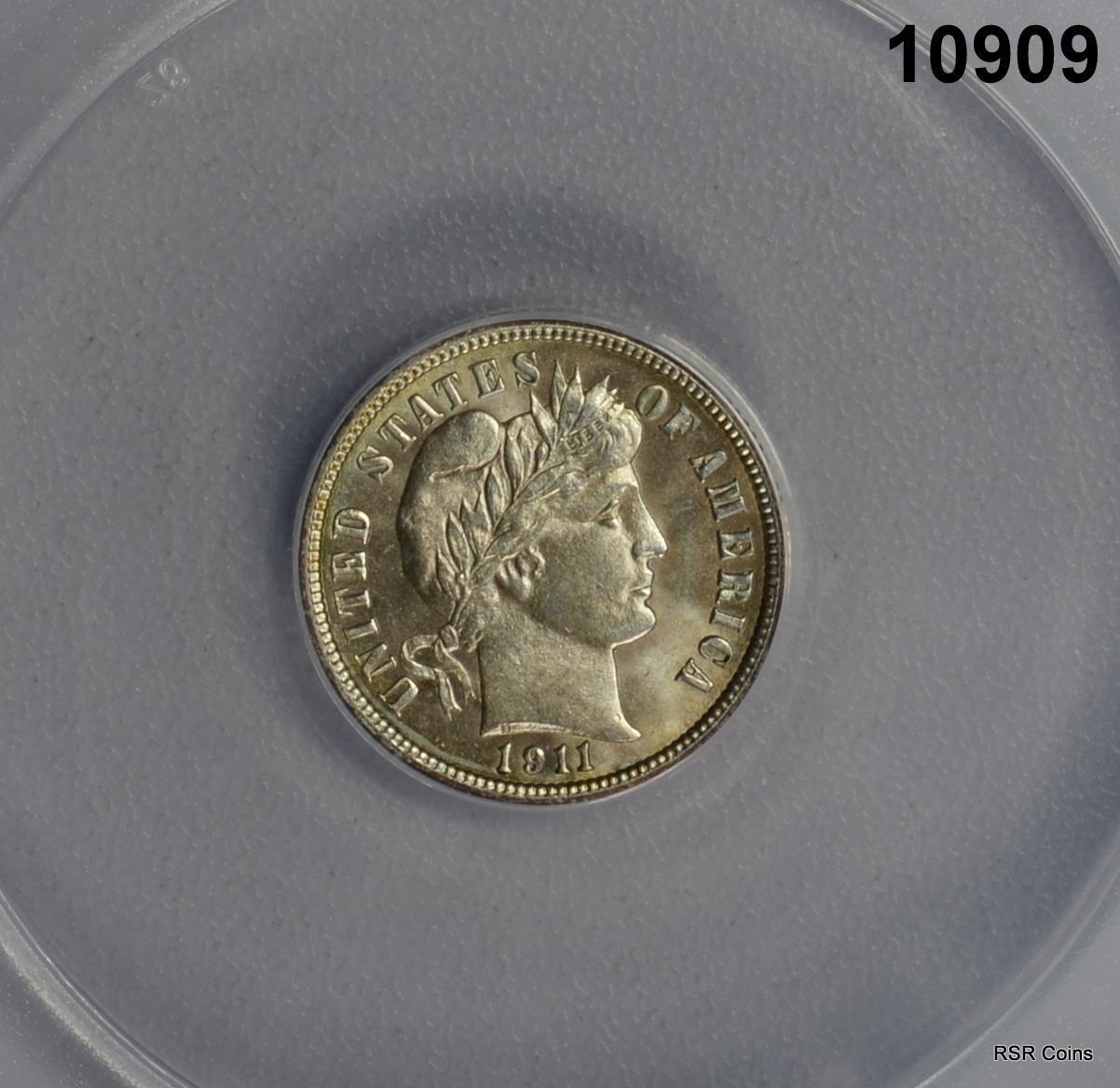 1911 BARBER DIME ANACS CERTIFIED MS64 LOOKS GEM!! WOW!! #10909