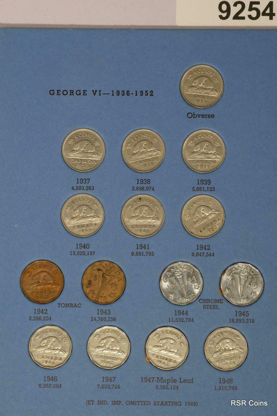 1922-1960 CANADIAN NICKEL 46 COIN SET INCLUDING '26 NEAR & FAR! #9254