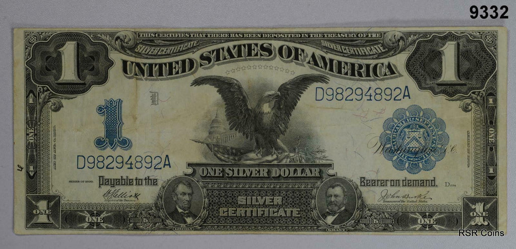 1899 $1 BLACK EAGLE SILVER CERTIFICATE VF ELLICOTT BURKE NICE! #9332