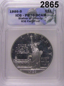 1986 S ICG CERTIFIED PR 70 DCAM STATUE OF LIBERTY! #2865