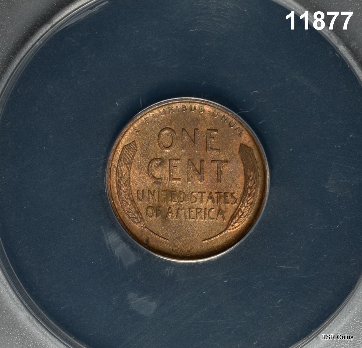 1909 VDB LINCOLN CENT ANACS CERTIFIED MS64 RB #11877