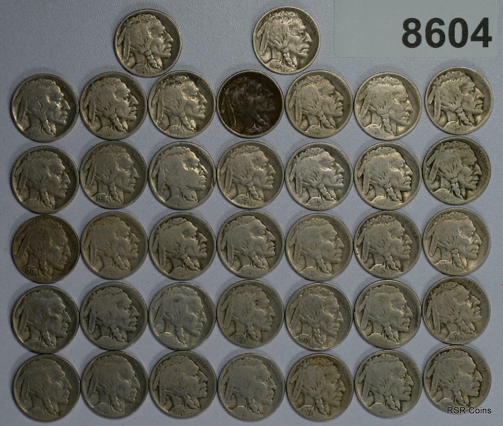 37 LOT OF BUFFALO NICKELS DATES AND GRADES LISTED BELOW #8604