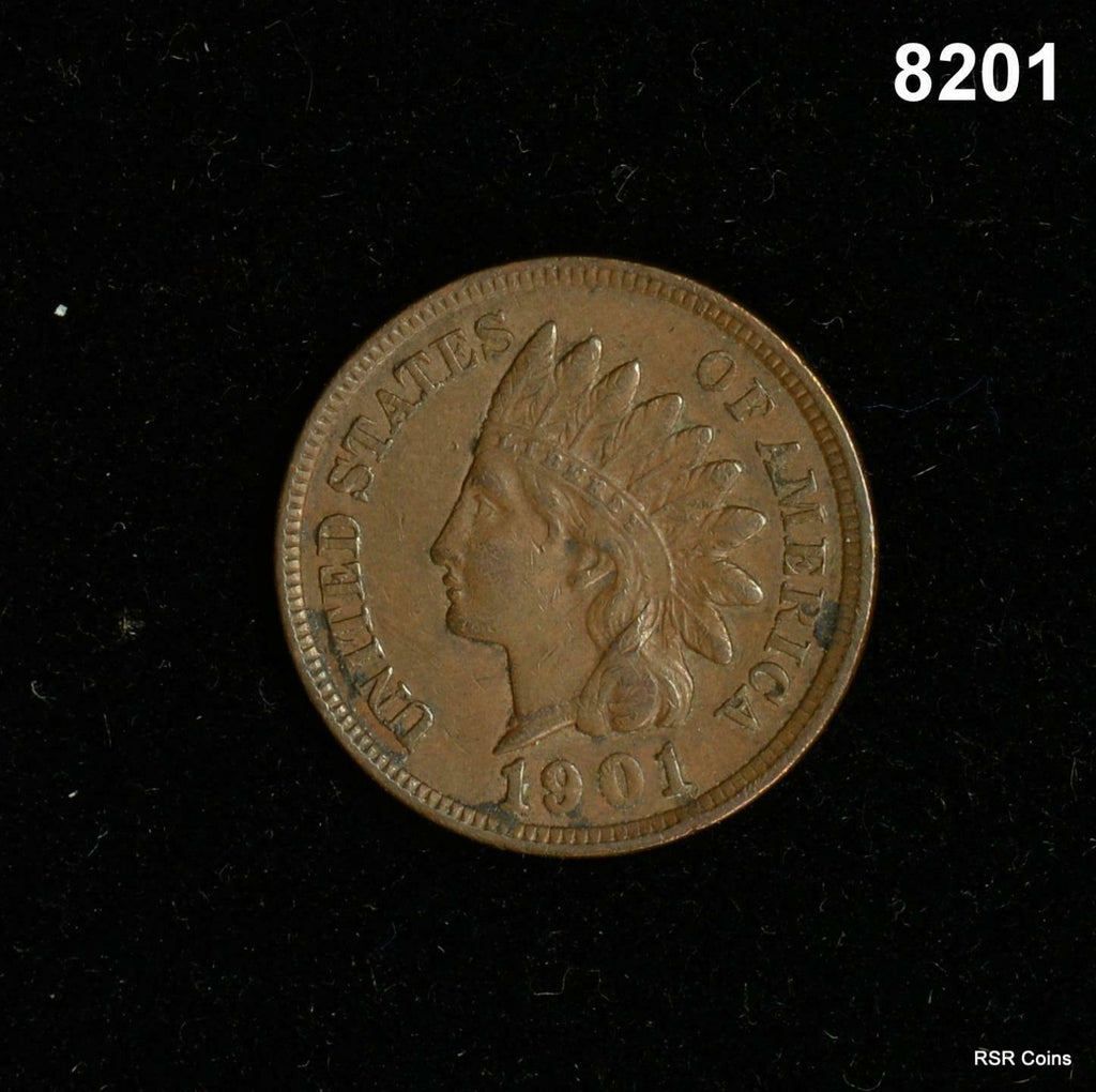 1901 INDIAN HEAD CENT AU LIBERTY AND NEAR 4 DIAMONDS #8201