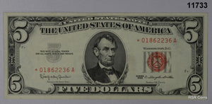1963 $5 U.S. NOTE AU RED SEAL STAR * NOTE! #11733