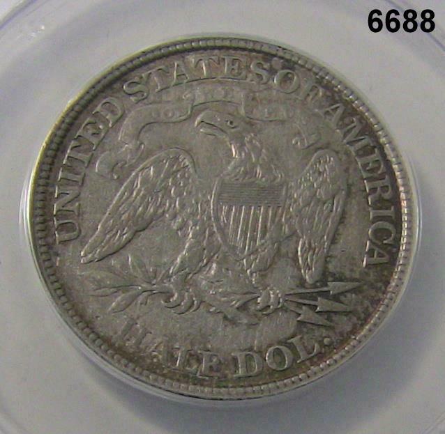 1874 SEATED LIBERTY HALF DOLLAR ANACS CERTIFIED VF30 CLEANED #6688