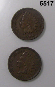 1906 & 1908 2 COIN INDIAN CENT XF+ SET!  #5517