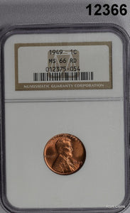 1949 LINCOLN CENT NGC CERTIFIED MS66 RD FLASHY RED!! #12366