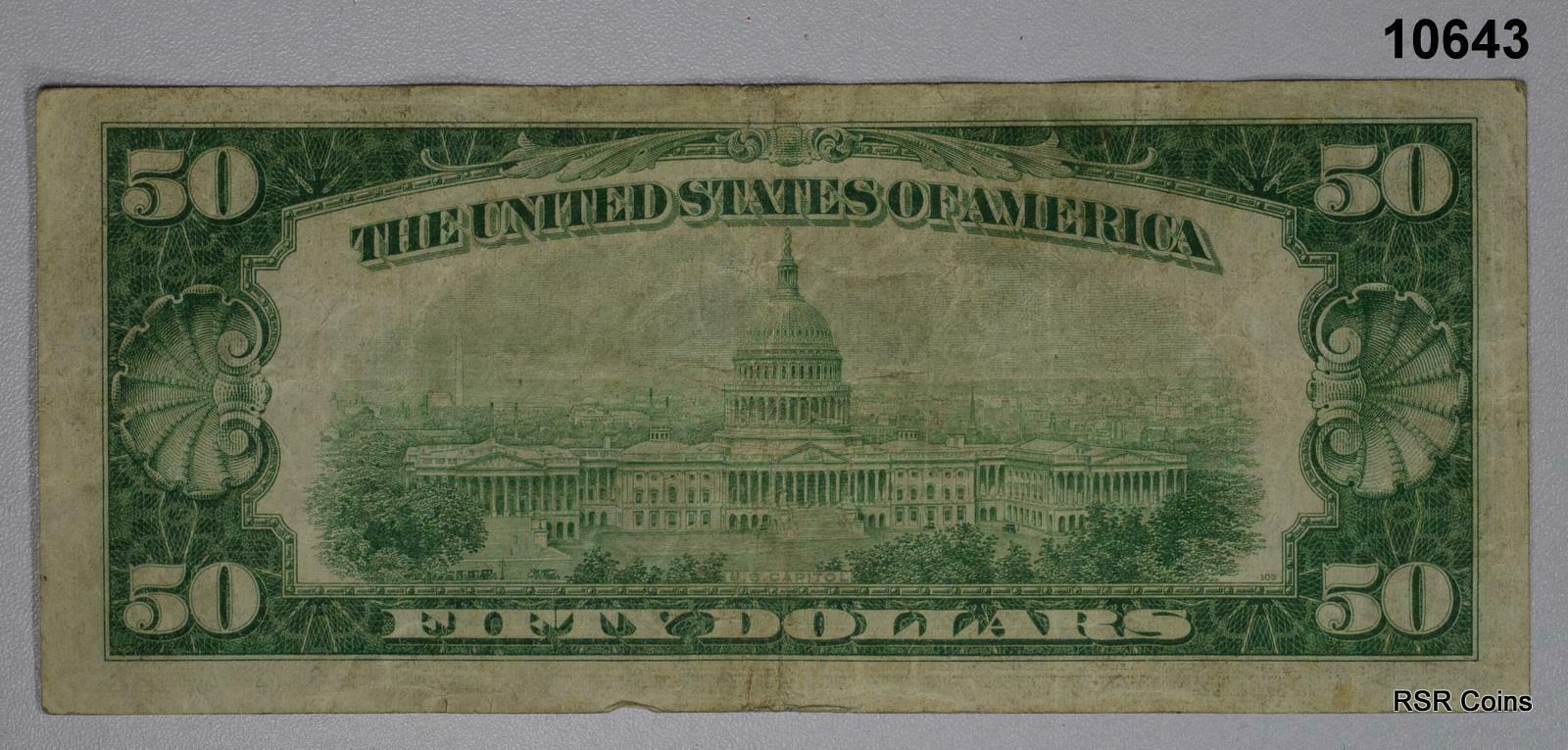 1934 $50 FEDERAL RESERVE NOTE NEW YORK #10643