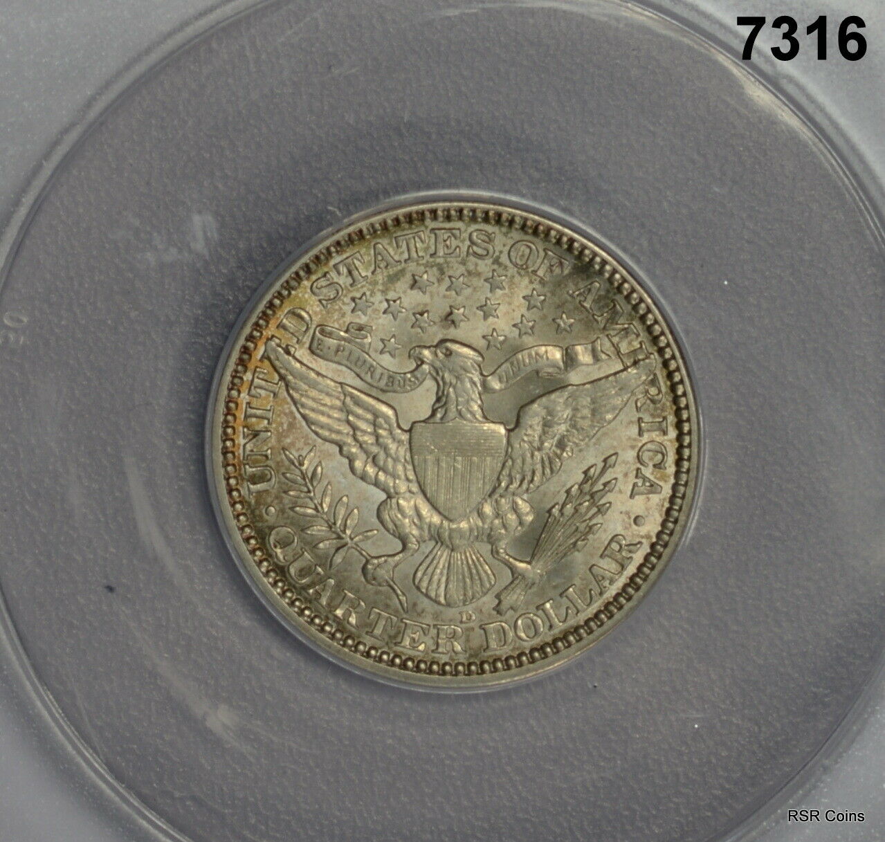 1915 D BARBER QUARTER ANACS CERTIFIED AU50 LOOK UNCIRCULATED WITH LUSTER! #7316