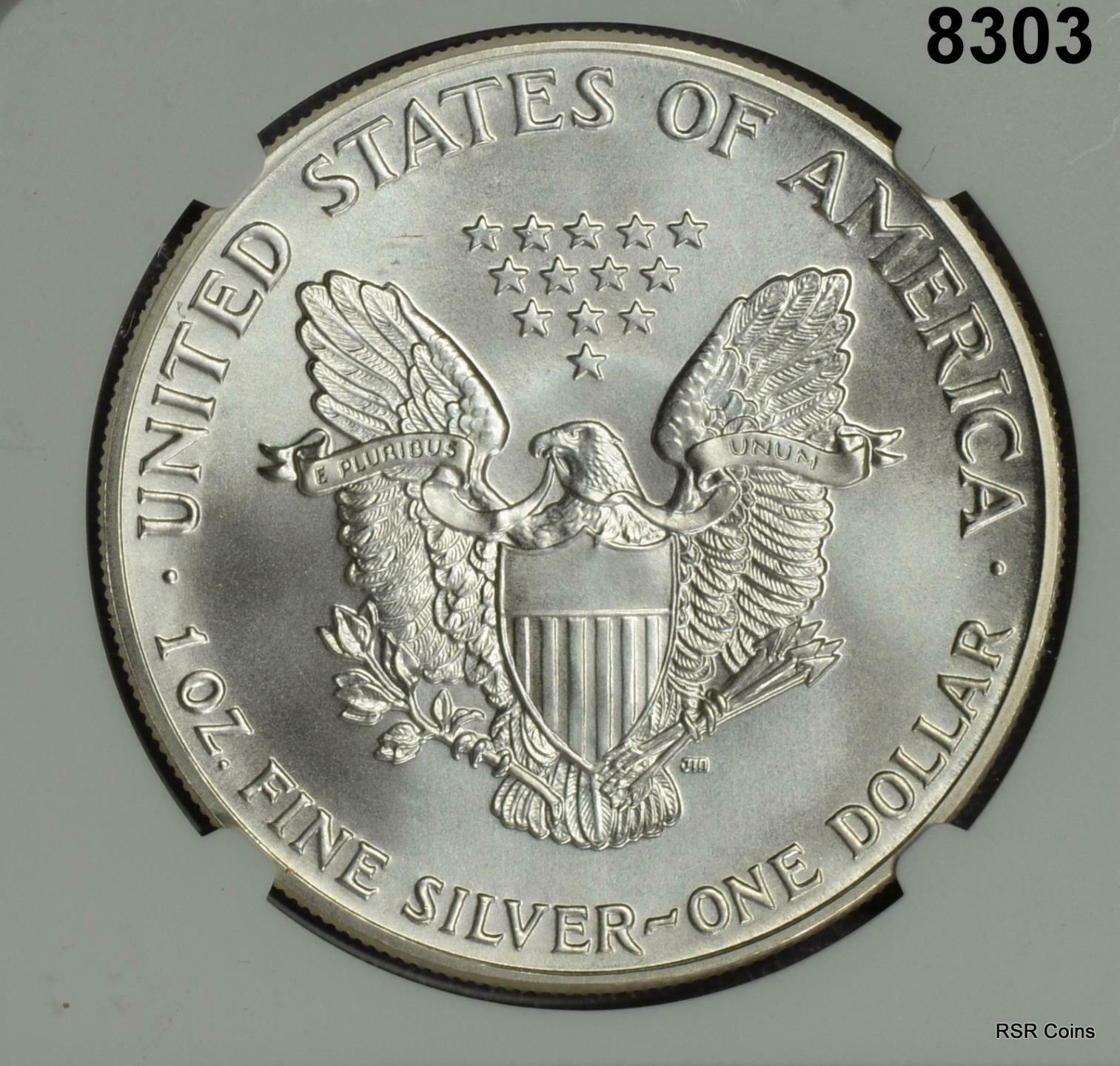 1986 AMERICAN .999 PURE SILVER DOLLAR EAGLE NGC CERTIFIED MS69 1ST YEAR #8303