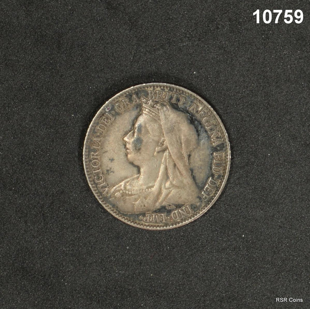 1897 GREAT BRITAIN 6 PENCE SILVER COIN! #10759