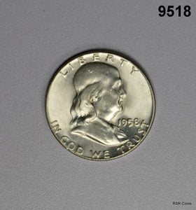 1958 FRANKLIN HALF DOLLAR CHOICE BU! #9518