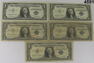 LOT OF 10 1957 SILVER CERTIFICATES BLUE SEAL $1 NOTE VG - AU  #4591