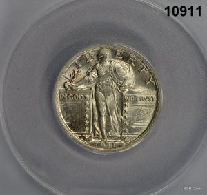 1918 STANDING LIBERTY QUARTER ANACS CERTIFIED AU53 FLASHY LOOK BETTER! #10911