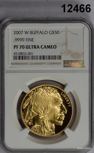 2007 W G $50 .9999 FINE GOLD BUFFALO NGC CERTIFIED PF70 ULTRA CAMEO! #12466
