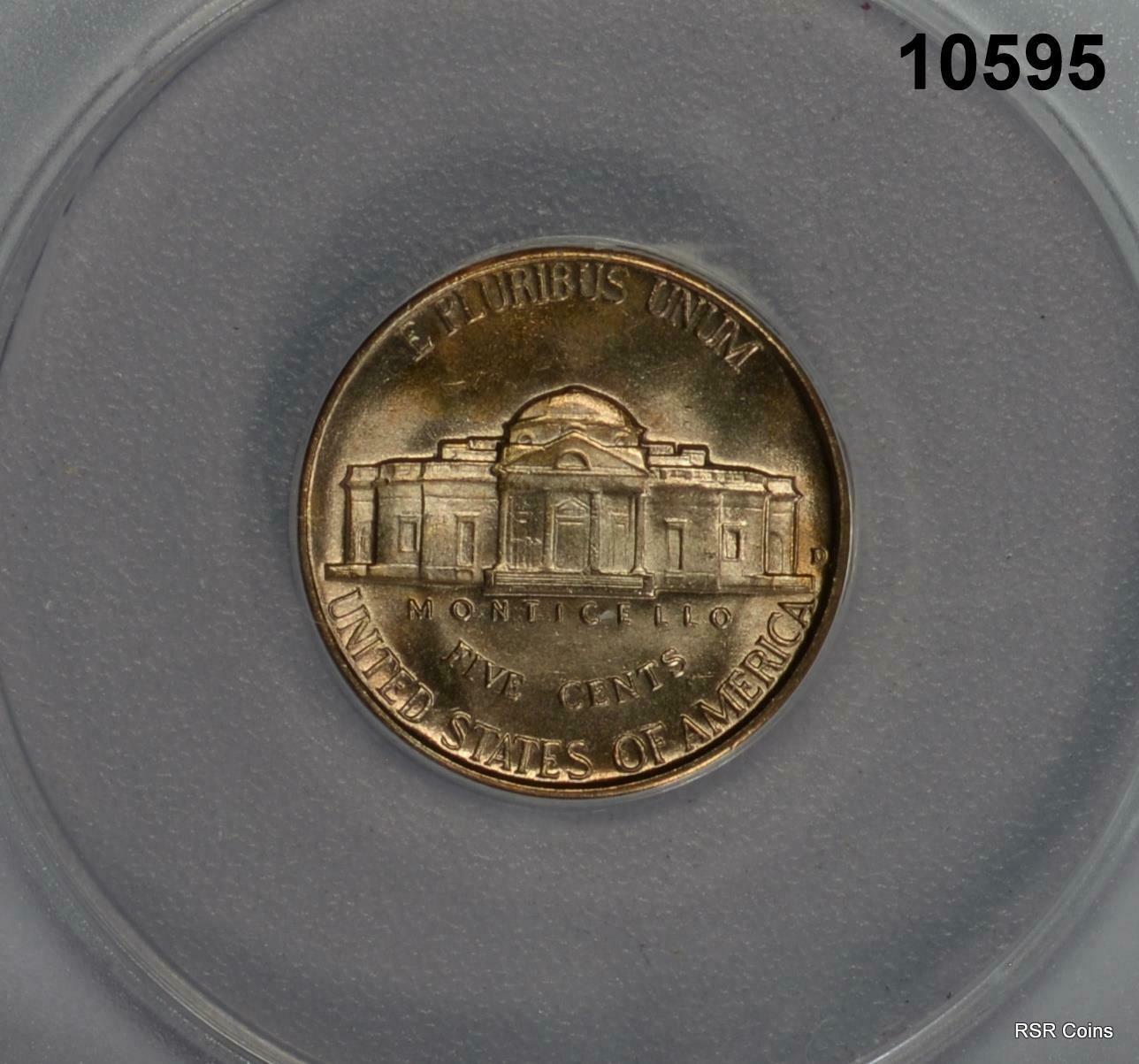1950 D JEFFERSON NICKEL ANACS CERTIFIED MS-66 5 STEPS GOLD TONING WOW! #10595
