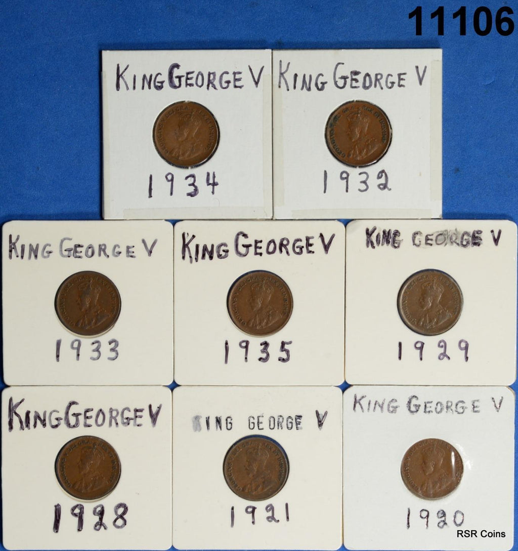 CANADA KING GEORGE V LOT 8 CENTS 1920,21,28,29,32,33,34,35 VF-AU!  #11106
