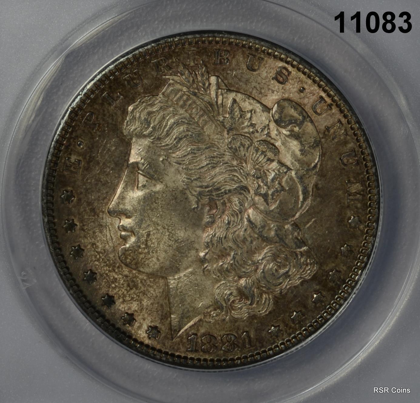 1881 S MORGAN SILVER DOLLAR ANACS CERTIFIED AU58 GOLDEN REDS! LOOKS BETTER#11083