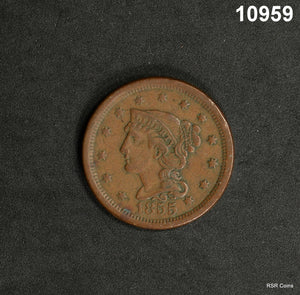 1855 LARGE CENT XF! #10959