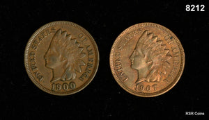 1900 XF 1907 AU CLEANED INDIAN HEAD CENTS #8212