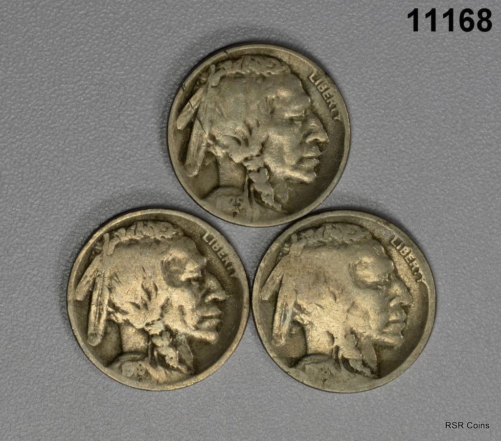 BUFFALO NICKEL 3 COIN LOT: 1918 (G), 1919D (G), 1925S (G) #11168