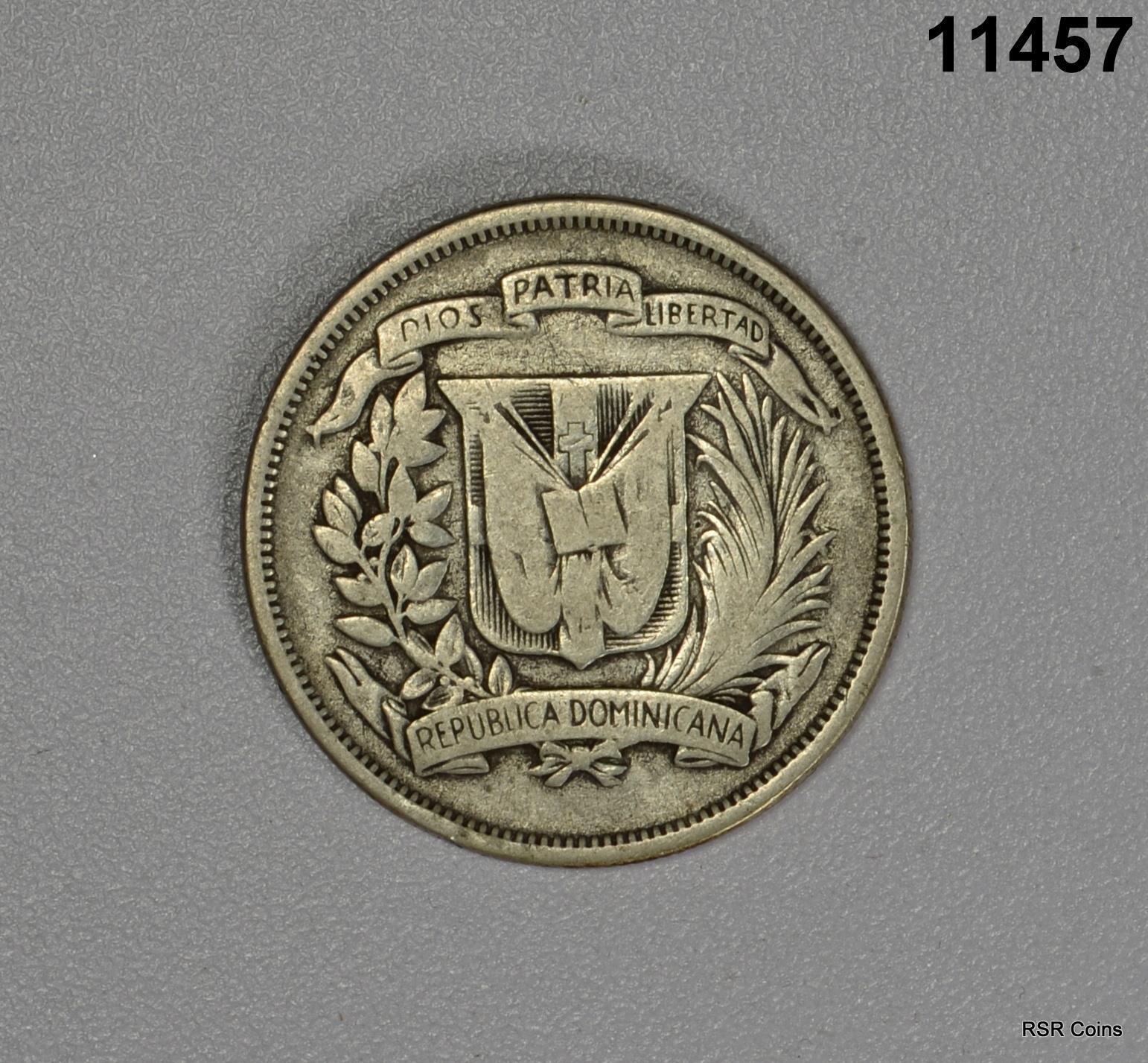 1951 DOMINICAN REPUBLIC 1/2 PESO .900 SILVER! #11457